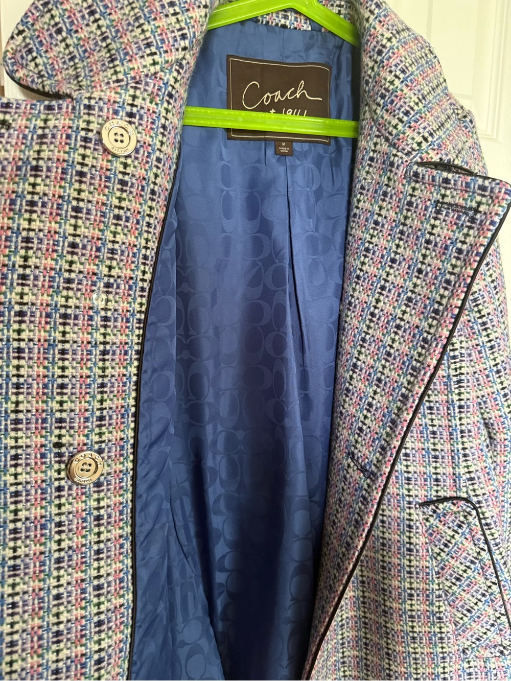 Coach Women's Multicolor Tweed Double-Breasted Peacoat - Picture 4 of 5